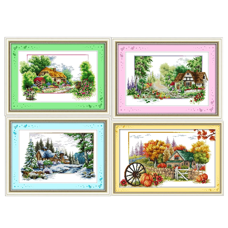 Joy Sunday The Four Season Painting Floral 11CT 14CT Needlework Set Embroidery Printed Cross Stitch Kit on Canvas for LivingRoom
Joy Sunday The Four Season Painting Floral 11CT 14CT Needlework Set Embroidery Printed Cross Stitch Kit on Canvas for LivingRoom