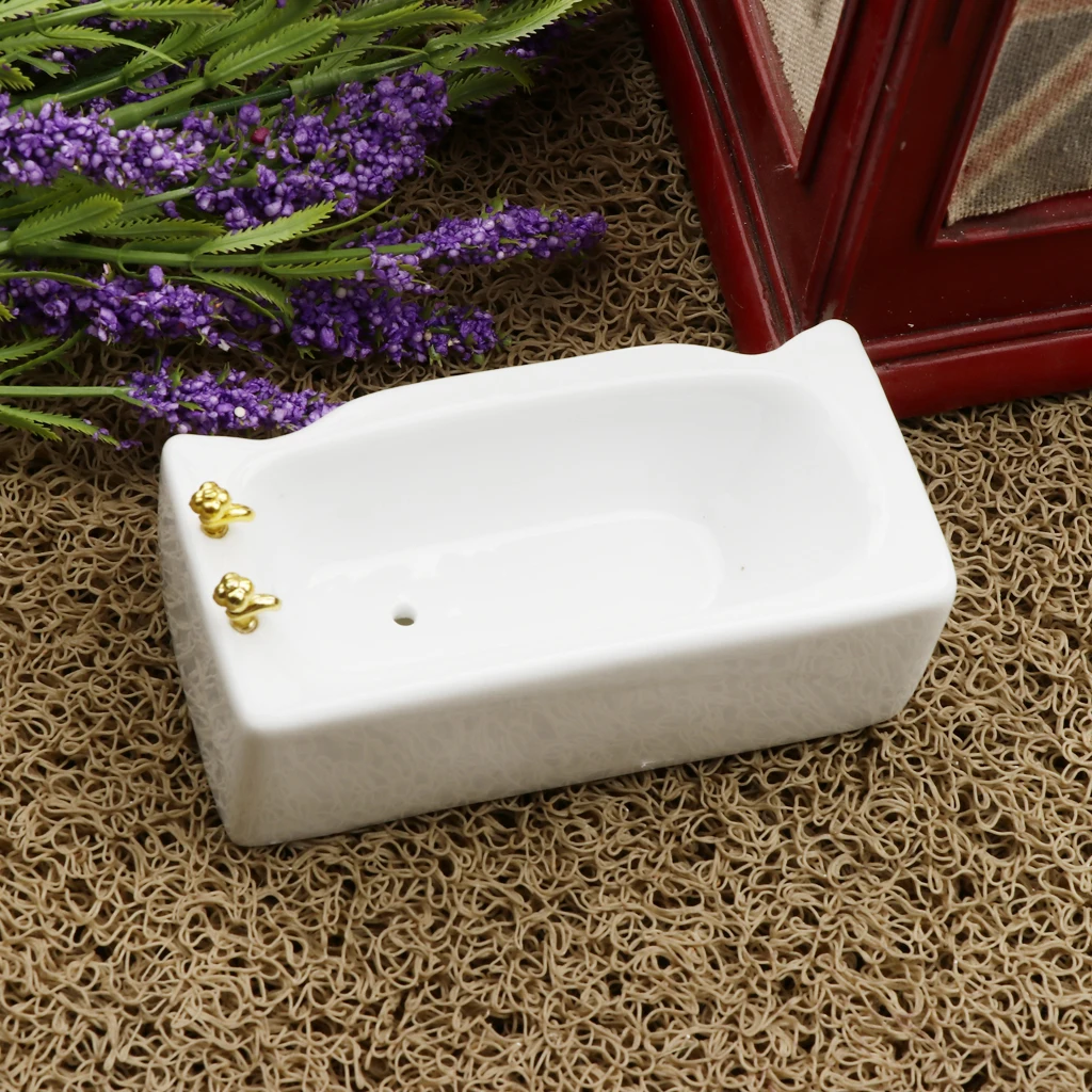 1/12 Dollhouse Miniature Bathtub Bath Supplies For Bathroom Decoration White 1/12 Dollhouse Miniature Bathtub Bath Supplies For Bathroom Decoration White