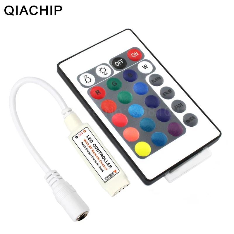 QIACHIP DC 12V RGB LED Controller With 24-Key RF Wireless Remote Control Dimmer for 5050 3528 5630 LED Strip Lights 5 Levels
QIACHIP DC 12V RGB LED Controller With 24-Key RF Wireless Remote Control Dimmer for 5050 3528 5630 LED Strip Lights 5 Levels
