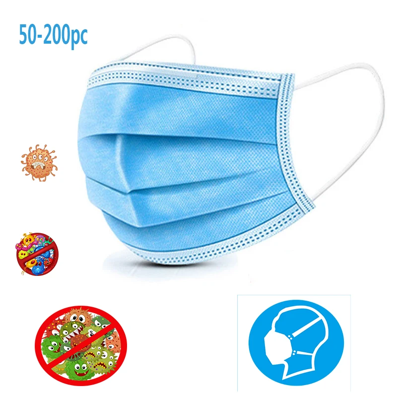 50-200pc Disposable Mask 3 layers protective Mask Anti-virus & Bacterial Meltblown Cloth Flter Dust-proof Disposable Protective
50-200pc Disposable Mask 3 layers protective Mask Anti-virus & Bacterial Meltblown Cloth Flter Dust-proof Disposable Protective