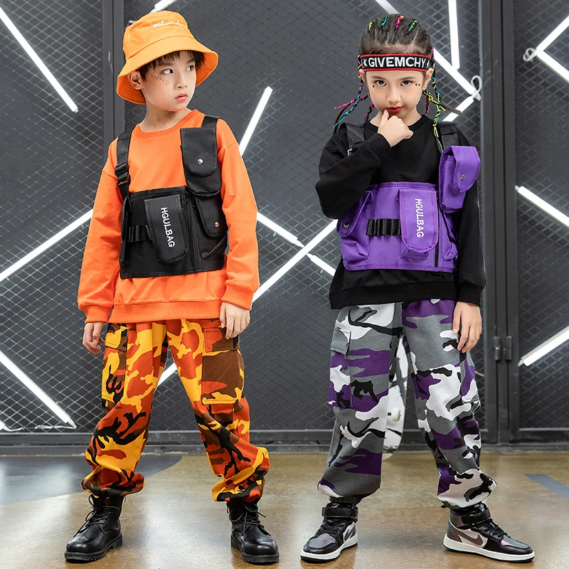 Фото Детская Одежда для танцев в стиле хип-хоп футболка Свободные Штаны бега девочек и