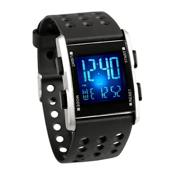 Student Multifunctional Sports Electronic Watch Square LED Seven-color Waterproof Electronic Watch Luminous Silver color Watch
Student Multifunctional Sports Electronic Watch Square LED Seven-color Waterproof Electronic Watch Luminous Silver color Watch
