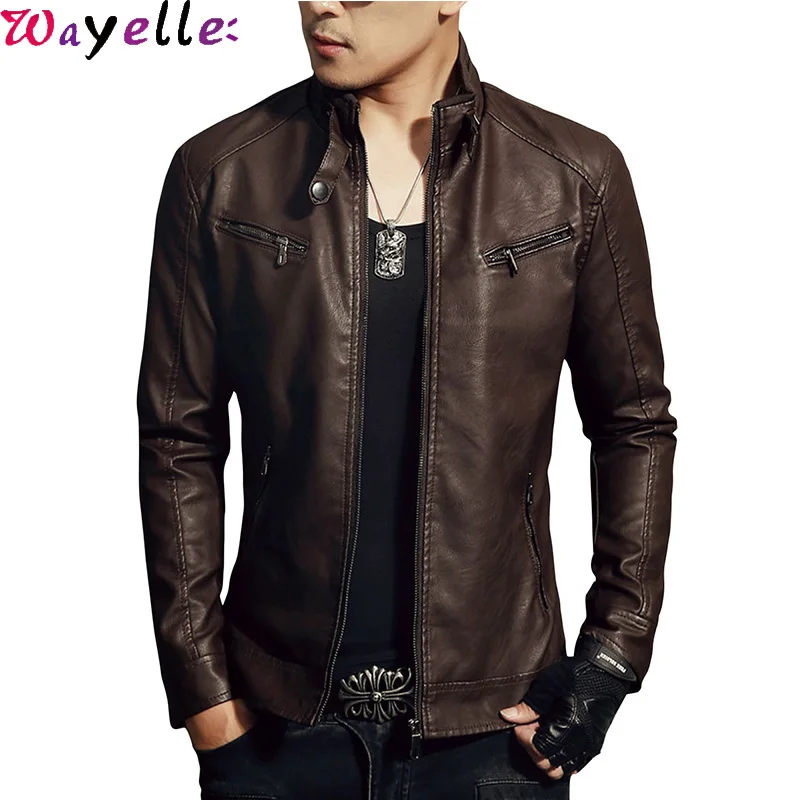 Leather Jackets Men Autumn Winter Solid Slim Stand Collar Zipper Fashion Motorcycle Biker Leather Jacket Coat Mens Bomber Jacket
Leather Jackets Men Autumn Winter Solid Slim Stand Collar Zipper Fashion Motorcycle Biker Leather Jacket Coat Mens Bomber Jacket