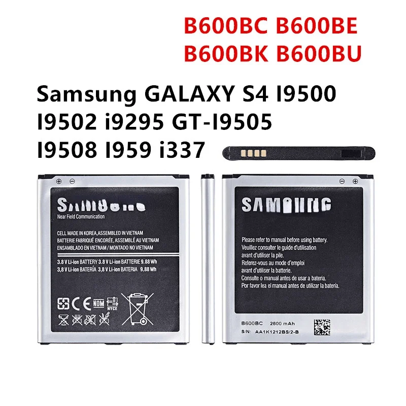 Оригинальный аккумулятор B600BC B600BE B600BK B600BU 2600 мАч для Samsung GALAXY S4 I9500 I9502 i9295 GT-I9505 I9508