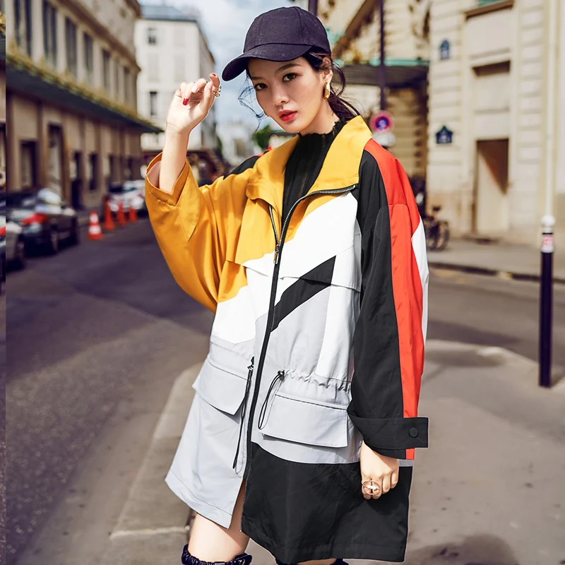 2020 Spring Autumn New Pattern Lapel Long Sleeve Hit Colors Patchwork Zipper Casual Loose Windbreaker Fashion Street Style
2020 Spring Autumn New Pattern Lapel Long Sleeve Hit Colors Patchwork Zipper Casual Loose Windbreaker Fashion Street Style