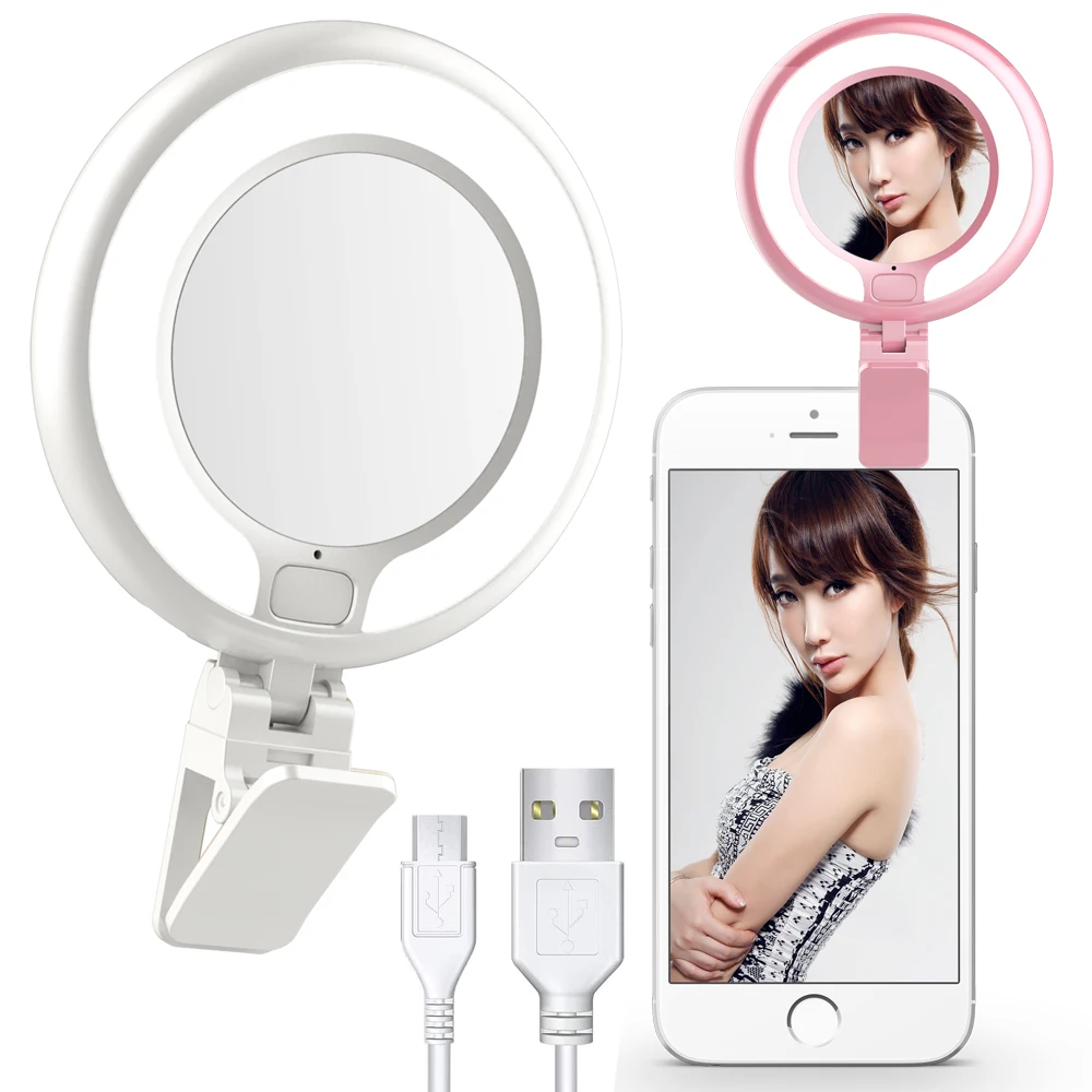 Portable 4 Level Adjustable LED Selfie Fill Ring Light with Phone Clip&Makeup Mirror USB Charge for Live Stream Tiktok Camera
Portable 4 Level Adjustable LED Selfie Fill Ring Light with Phone Clip&Makeup Mirror USB Charge for Live Stream Tiktok Camera