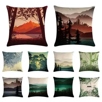 New style sunset forest pattern cushion cover lake bird landscape pillow cover linen car chair sofa decoration 45x45cm 
New style sunset forest pattern cushion cover lake bird landscape pillow cover linen car chair sofa decoration 45x45cm