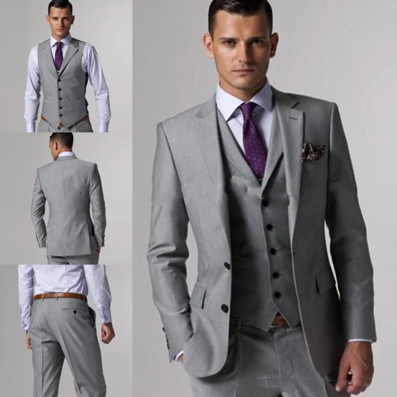 

Handsome Wedding Groom Tuxedos (Jacket+Tie+Vest+Pants) Men Suits Custom Made Formal Suit for Men Wedding Bestmen Tuxedos Cheap