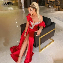 LORIE Red Mermaid Satin Prom Dresses 2021 Sexy Slit Side Formal Party Gowns Off The Shoulder Long Evening Dress Plus Size 
LORIE Red Mermaid Satin Prom Dresses 2021 Sexy Slit Side Formal Party Gowns Off The Shoulder Long Evening Dress Plus Size