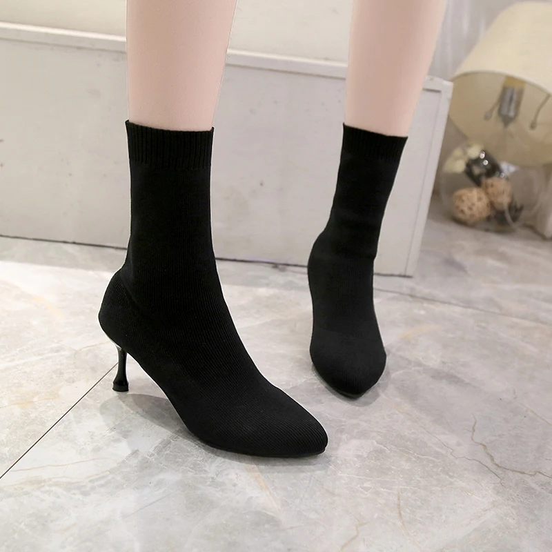 Slip On Women Sock Shoes High Boots Sock Boots Pointed Toe Elastic High Heel Ankle Pumps Stiletto Botas Zapatos De Mujer
Slip On Women Sock Shoes High Boots Sock Boots Pointed Toe Elastic High Heel Ankle Pumps Stiletto Botas Zapatos De Mujer
