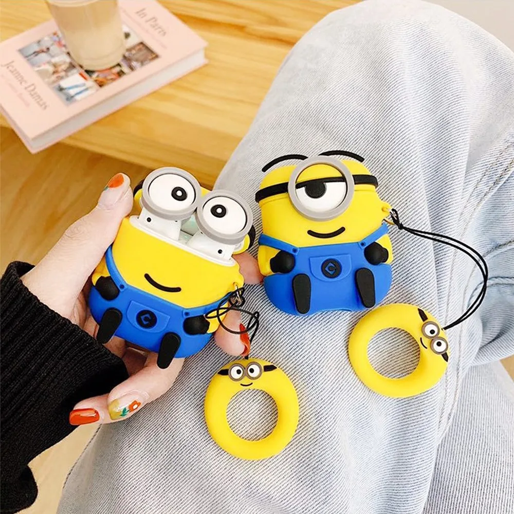 Cute Little Yellow Man Bluetooth Earphones Case for Apple Airpods 1 2 Coque Cartoon Silicone Headphone Earbuds Cover with Hook
Cute Little Yellow Man Bluetooth Earphones Case for Apple Airpods 1 2 Coque Cartoon Silicone Headphone Earbuds Cover with Hook