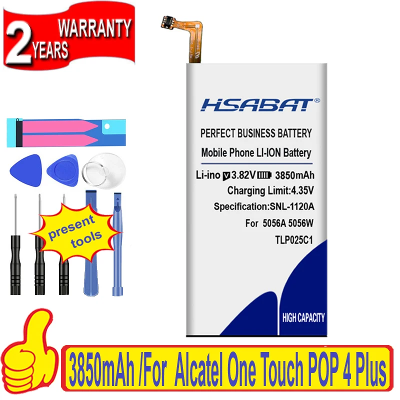 Аккумулятор HSABAT для смартфона Alcatel One Touch POP 4 Plus + 3850 OT-5056D мАч | Мобильные телефоны и