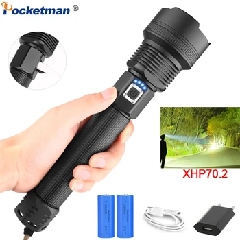 LED Flashlight XHP70.2 Torch USB Rechargeable Flashlight XHP50 Zoom Torch Waterproof Flashlight with 18650 Battery
LED Flashlight XHP70.2 Torch USB Rechargeable Flashlight XHP50 Zoom Torch Waterproof Flashlight with 18650 Battery