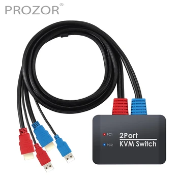 PROZOR KVM Switch HDMI 2 in 1 Out Box USB HDMI Cable Support 4K@60Hz and Share 2 Computers with one Keyboard Mouse & HD Monitor
PROZOR KVM Switch HDMI 2 in 1 Out Box USB HDMI Cable Support 4K@60Hz and Share 2 Computers with one Keyboard Mouse & HD Monitor