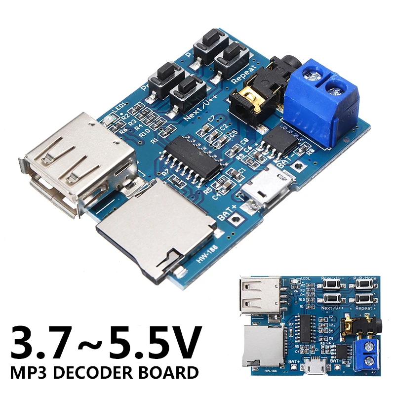 1pc TF Card U Disk MP3 Format Decoder Board Module Amplifier Decoding Audio Player | Электроника