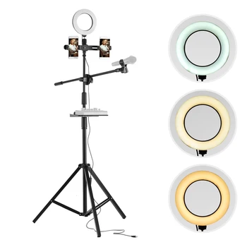 Video Streaming Kit with Microphone Tripod LED Ring Light Telescoping Boom Double Phone Clamp Sound for Live Streaming Recording
Video Streaming Kit with Microphone Tripod LED Ring Light Telescoping Boom Double Phone Clamp Sound for Live Streaming Recording