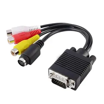 VGA to S-Video Terminal Adapter Cable HiMISS to S+AV PC connected to TV AV Converter Audio Video Adaptor Lotus head 3RCA
VGA to S-Video Terminal Adapter Cable HiMISS to S+AV PC connected to TV AV Converter Audio Video Adaptor Lotus head 3RCA