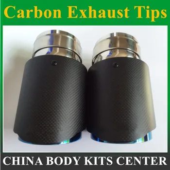 2Pcs 63mm 101mm Glossy Carbon fiber + Blue stainless steel universal Auto exhaust tip tailtip for Akrapovic For golf car styling
2Pcs 63mm 101mm Glossy Carbon fiber + Blue stainless steel universal Auto exhaust tip tailtip for Akrapovic For golf car styling