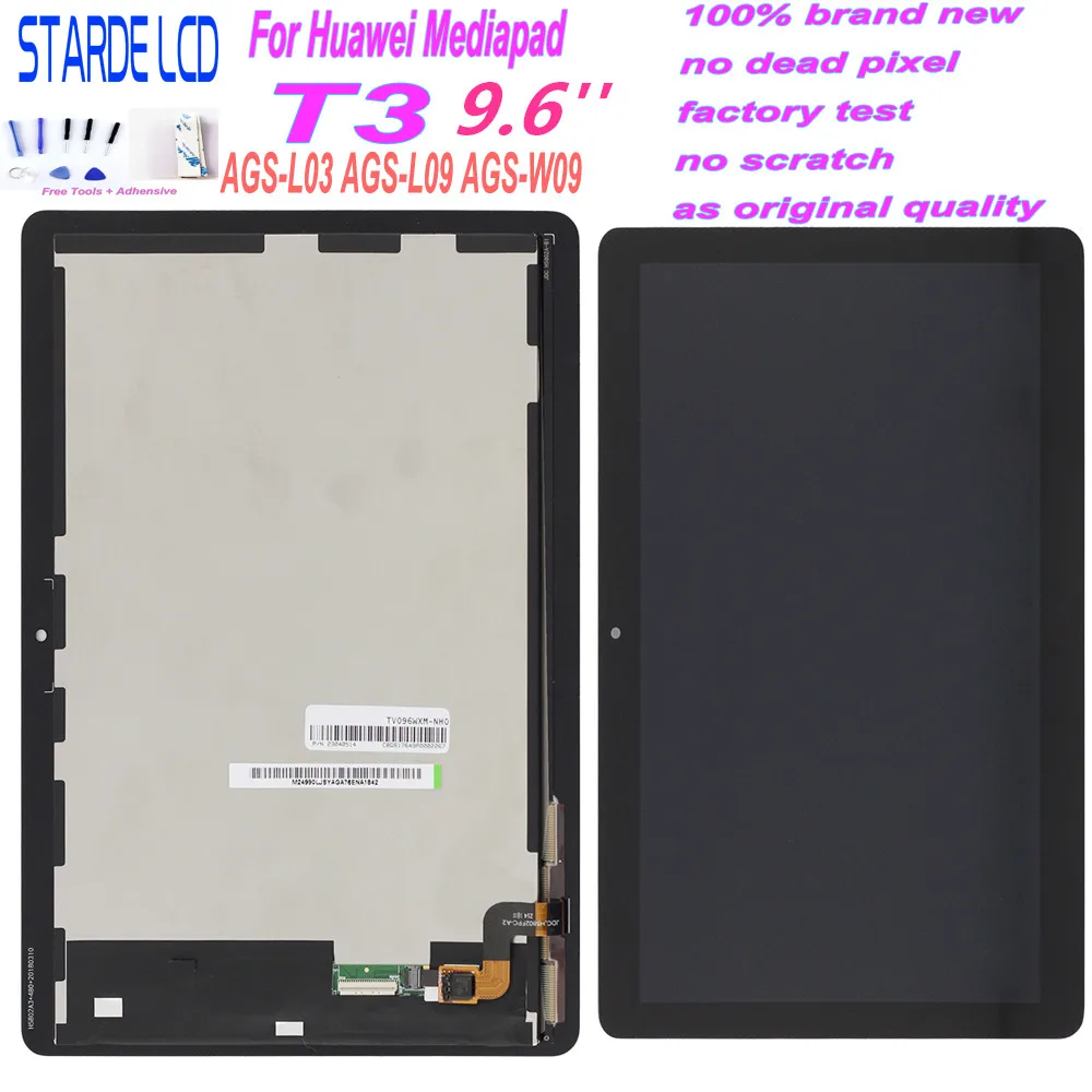 Starde 9.6"For Huawei Mediapad MediaPad T3 10 AGS-L03 AGS-L09 AGS-W09 T3 LCD Display Touch Screen Digitizer Assembly + Tools
Starde 9.6"For Huawei Mediapad MediaPad T3 10 AGS-L03 AGS-L09 AGS-W09 T3 LCD Display Touch Screen Digitizer Assembly + Tools