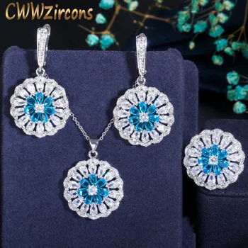 CWWZircons Round Dangling Drop Light Blue Cubic Zircon Women Ring Necklace and Earrings Jewelry Set Boho Style Accessories T428
CWWZircons Round Dangling Drop Light Blue Cubic Zircon Women Ring Necklace and Earrings Jewelry Set Boho Style Accessories T428