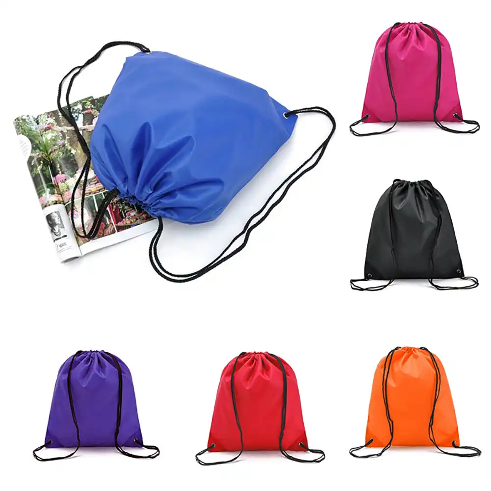 1 pc durable drawstring bag nylon draw string backpack plain or