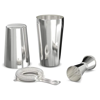 Cocktail Shaker Set: Professional Boston Shaker, Cocktail Strainer and Jigger Set. 4 Piece Premium Stainless Steel Bar Supplies
Cocktail Shaker Set: Professional Boston Shaker, Cocktail Strainer and Jigger Set. 4 Piece Premium Stainless Steel Bar Supplies