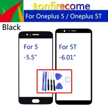 Pour Oneplus 5 A5000 écran tactile avant lentille extérieure en verre pour Oneplus 5T LCD verre de remplacement=