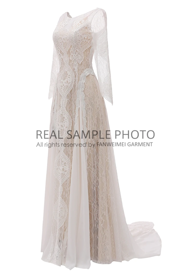 Фабричная цена 100% реальное фото образца кружевное богемное свадебное платье