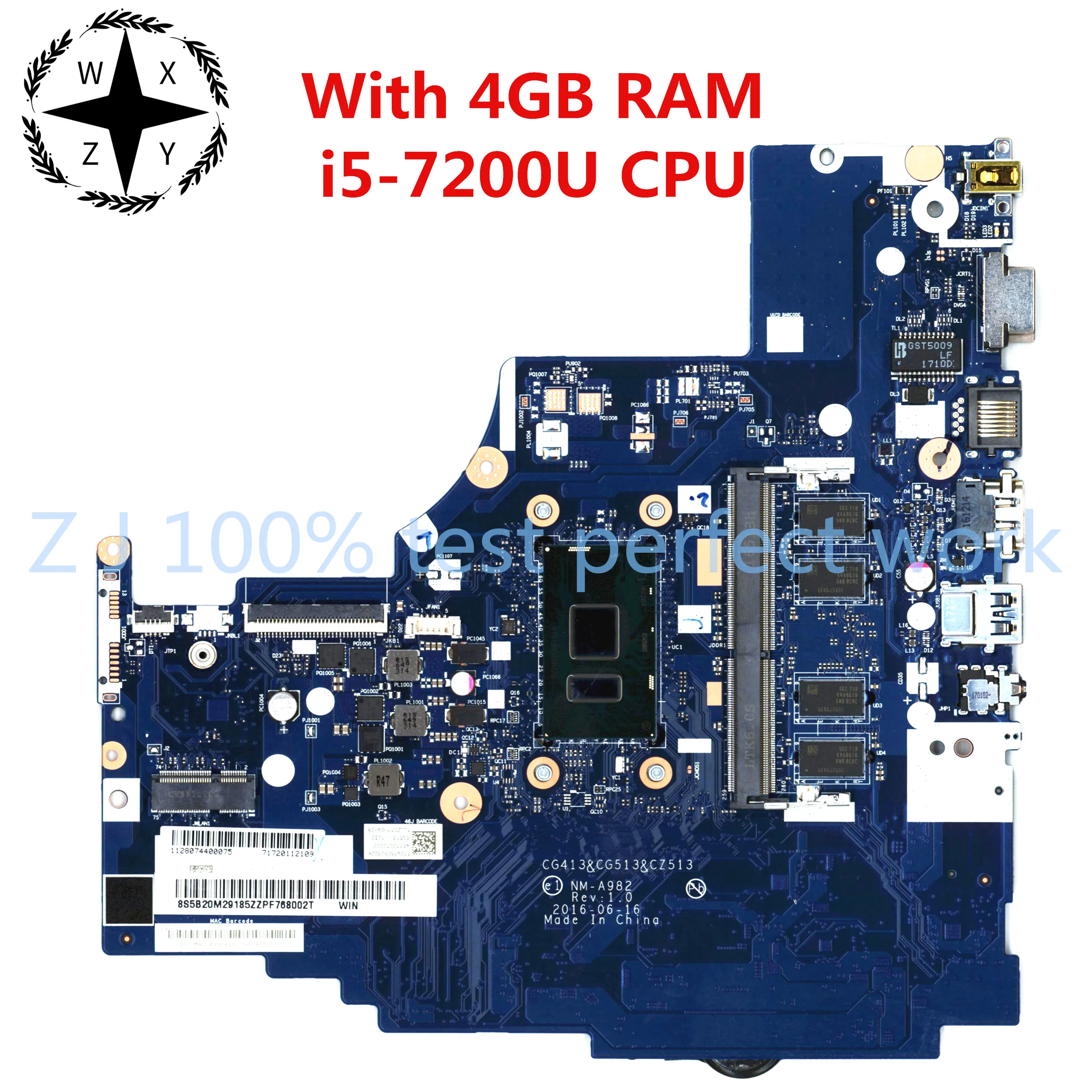 Оригинальный Для Lenovo Ideapad 310-15IKB Материнская плата ноутбука 5B20M29185 с i5-7200U CPU 4GB RAM