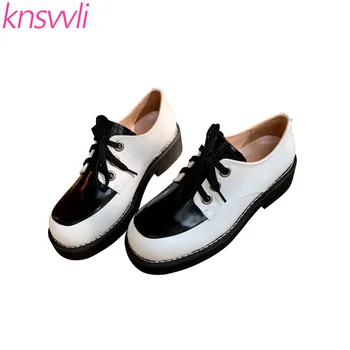 New Round Toe Thick Sole Shoes Woman Mixed Color Flat Leather Shoes Ladies British Style Platform Shoes Women Zapatos De Mujer
New Round Toe Thick Sole Shoes Woman Mixed Color Flat Leather Shoes Ladies British Style Platform Shoes Women Zapatos De Mujer