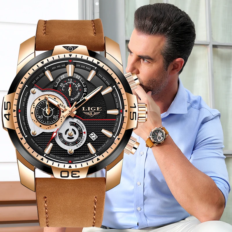 2019 LIGE Для мужчин s часы лучший бренд класса люкс Повседневное кожа кварцевые