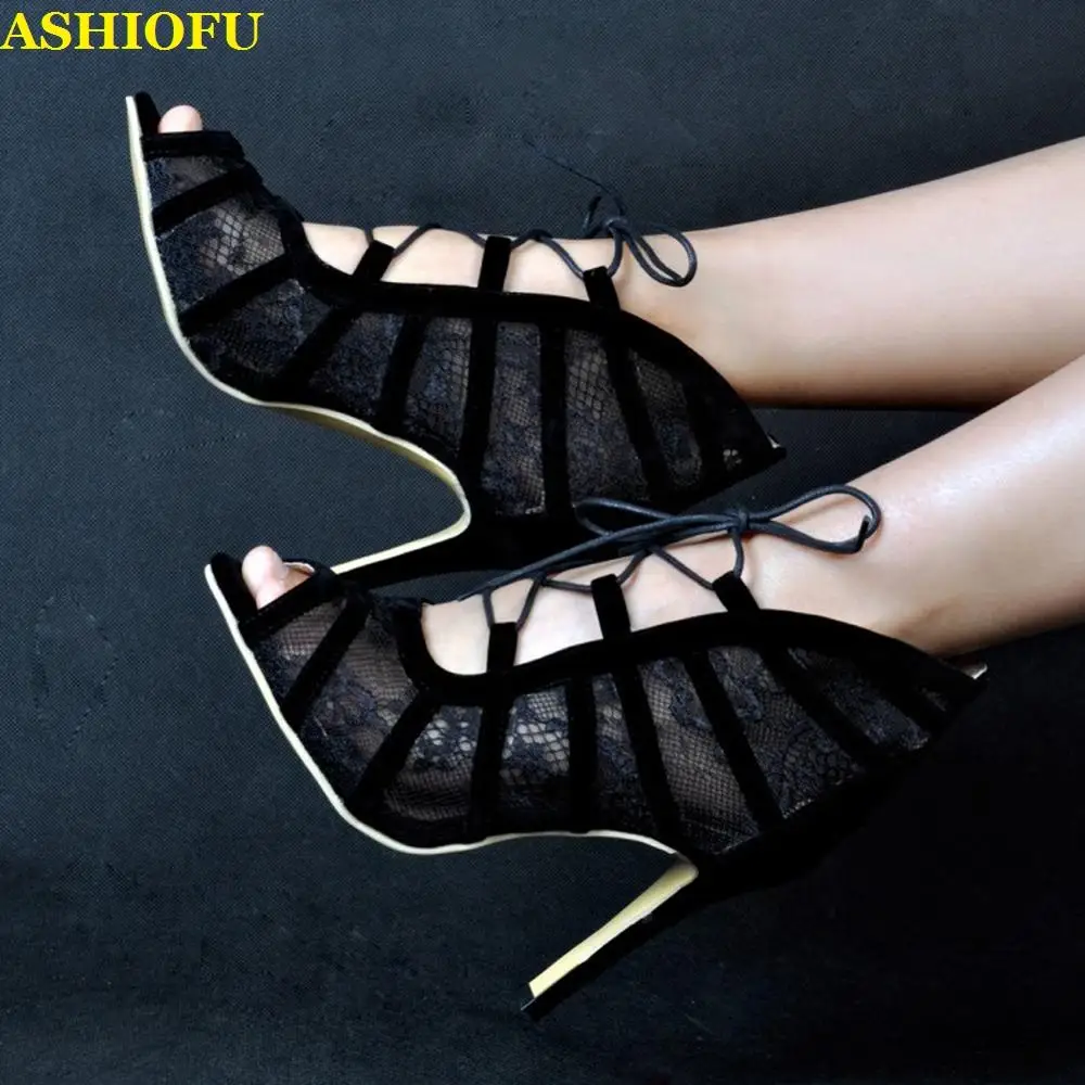 ASHIOFU Hot Sale Handmade High Heel Pumps Air-mesh Lace Leather Lace-up Party Dress Shoes Evening Club Fashion Court Shoes XD268
ASHIOFU Hot Sale Handmade High Heel Pumps Air-mesh Lace Leather Lace-up Party Dress Shoes Evening Club Fashion Court Shoes XD268