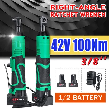 Electric Wrench 3/8" Cordless Ratchet 42V Rechargeable Scaffolding 100N.m Right Angle Wrench Tool with 1/2 Battery Charger Kit 
Electric Wrench 3/8" Cordless Ratchet 42V Rechargeable Scaffolding 100N.m Right Angle Wrench Tool with 1/2 Battery Charger Kit