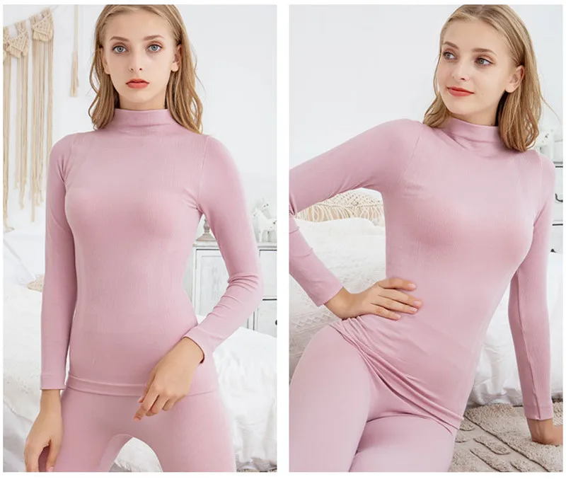 Waliicorners Cotton Long Johns Female Comfort Clothing Pajamas Thermal Underwear Set Winter Turtleneck 18 H28e878f0790f4e1cb6cea8c91cfaf083R
