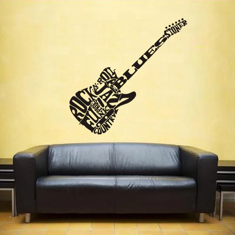 Music Zone Guitar Wall Sticker Headset Rock Decor Kids Room Home Decoration Posters Vinyl Music Car Decal