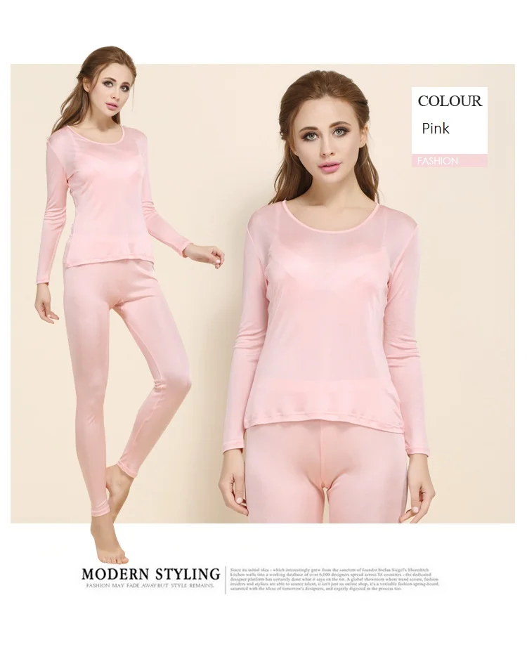 Women Sleepwear, Real Silk Women's Warm Clothing, Thermal Underwear, Female Suits