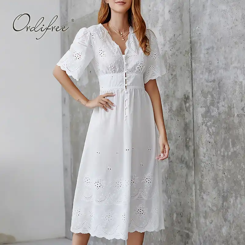 white bohemian midi dress