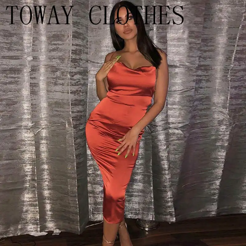 

Dress For Women 2022 Solid Thin Strap Sweetheart Neck Ruched Slit Dress Party Dress