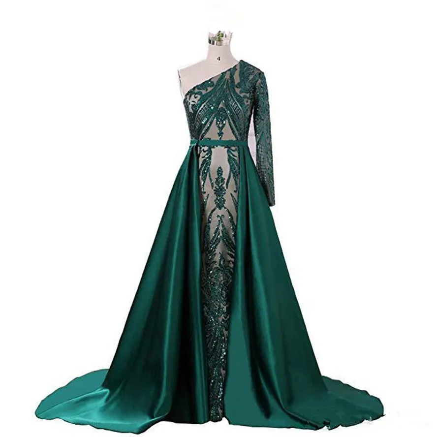 luxury-dark-green-evening-dresses-2018-one-shoulder-zuhair-murad-dresses-mermaid-sequined-prom-gown-with-detachable-train-custom-made (2)