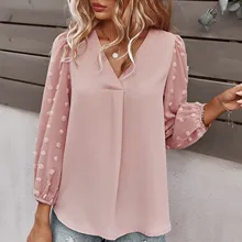 Women's Blouses Polka Dot Bubble Sleeves Chiffon Tops Solid Slim V-collar Long-sleeved Blouse Office Ladies Elegent Shirts
Women's Blouses Polka Dot Bubble Sleeves Chiffon Tops Solid Slim V-collar Long-sleeved Blouse Office Ladies Elegent Shirts