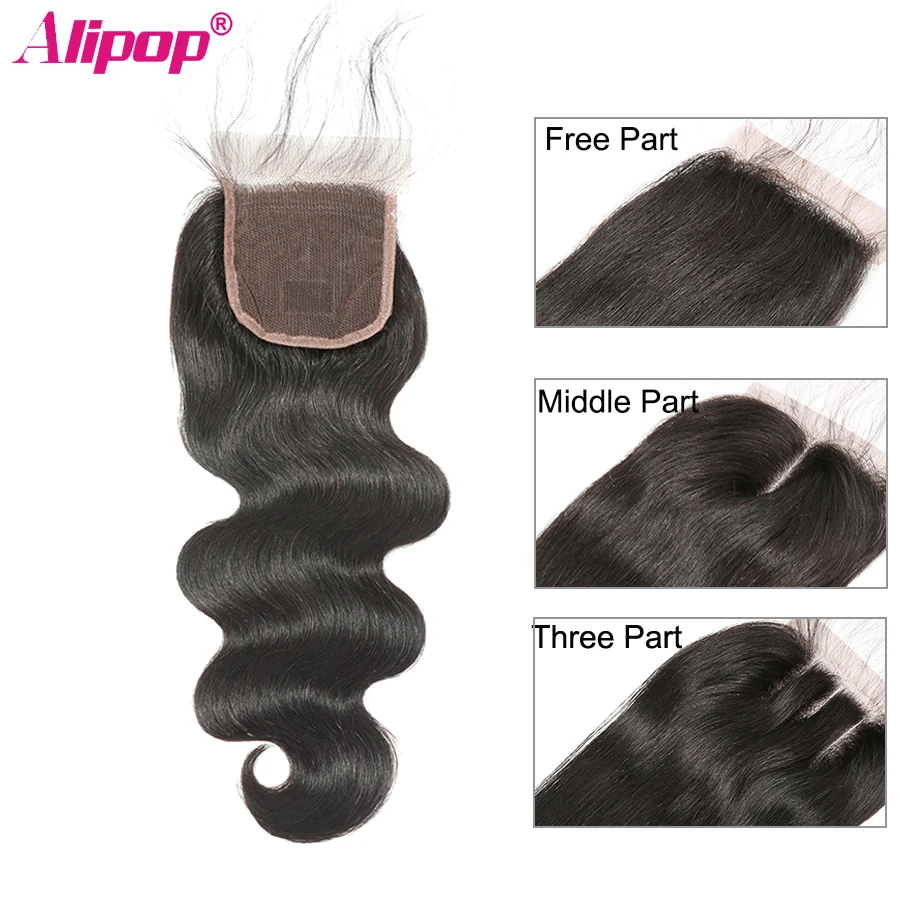 Body wave Bundle With Closure Brazilian Remy Human Hair Bundles with closure Can Be Customized Into A 300% Density Wig ALIPOP (4)