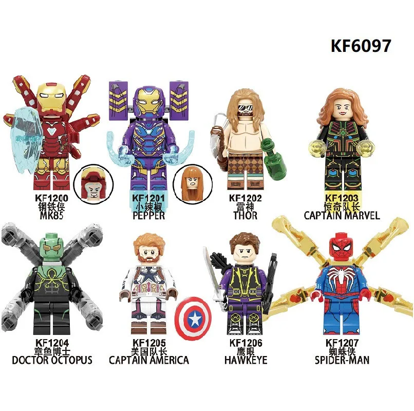 KF6097 Building Blocks Super Heroes Bricks MK85 Thor Doctor Octopus Pepper Captain America Spider-Man Figures Toys For Children
KF6097 Building Blocks Super Heroes Bricks MK85 Thor Doctor Octopus Pepper Captain America Spider-Man Figures Toys For Children