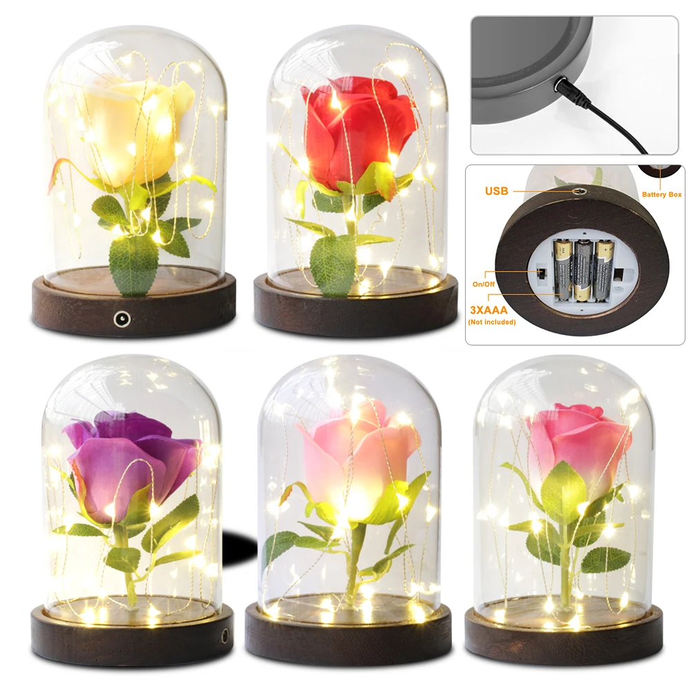 LED Flash Light Beauty Artificial Red Rose With LED Light In Glass Dome For Wedding Party Mother's Day Birthday Decor Gift D30
LED Flash Light Beauty Artificial Red Rose With LED Light In Glass Dome For Wedding Party Mother's Day Birthday Decor Gift D30