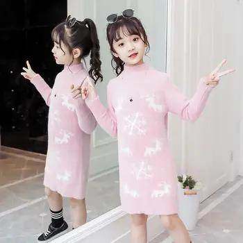 Teenage Girls New Year Sweater with Deer Baby Snowflake Christmas Long Knitted Sweater Dress High Quality Princess Girl Knitwear
Teenage Girls New Year Sweater with Deer Baby Snowflake Christmas Long Knitted Sweater Dress High Quality Princess Girl Knitwear