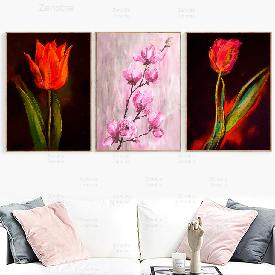 

Oil Painting Tulip Flower Nordic Posters and Prints Wall Art Canvas Painting Modular Hd Pictures for Living Room Home Decoration