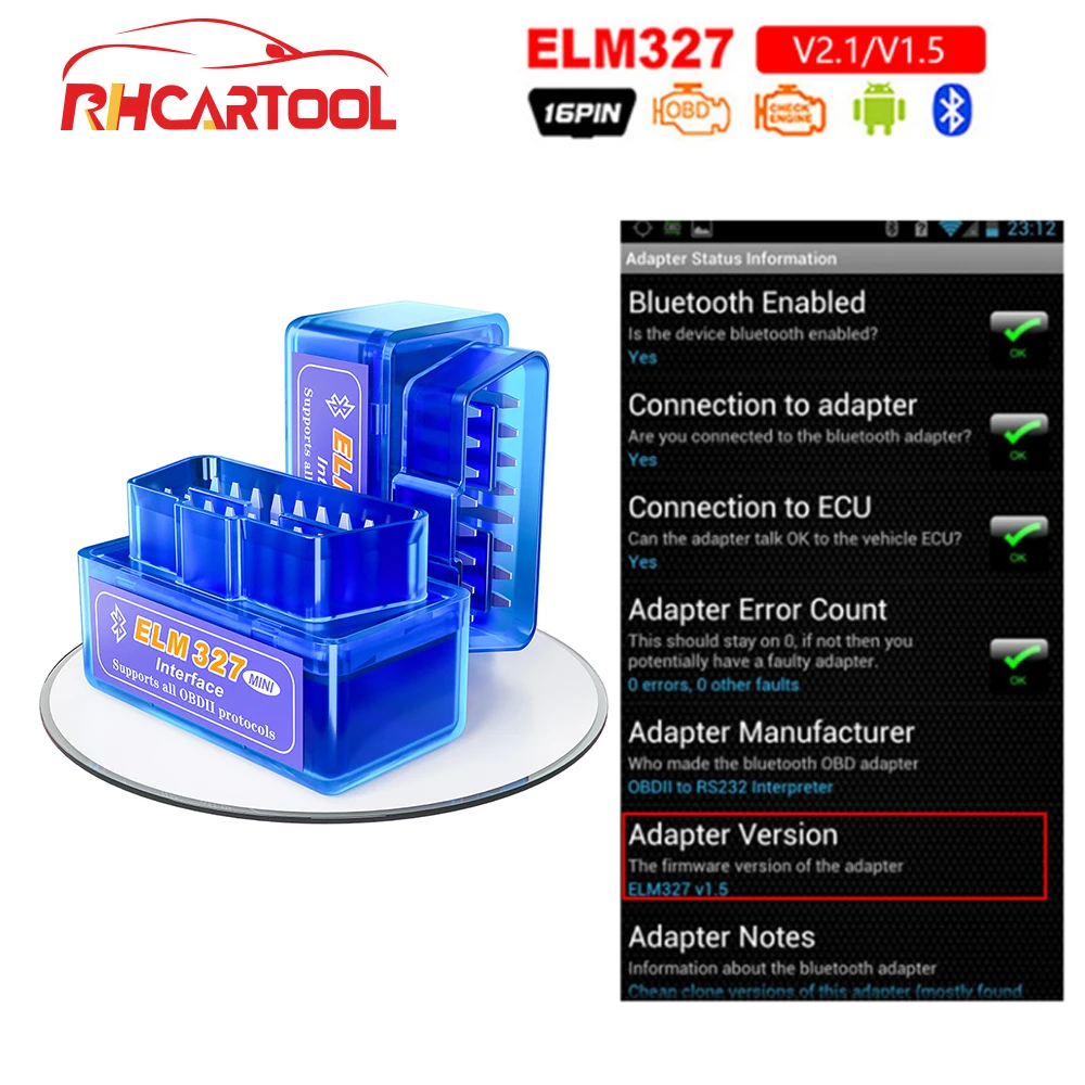 Car accessories OBD2 ELM327 Bluetooth V2.1 code reader OBD 2 Auto Diagnostic-Tool ELM 327 Works ON Android Torque/PC v 2.1
Car accessories OBD2 ELM327 Bluetooth V2.1 code reader OBD 2 Auto Diagnostic-Tool ELM 327 Works ON Android Torque/PC v 2.1