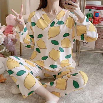 XIZOU Women's Pajamas Sets Cute Printed Sleepwear Female Two Pieces Shirts + Pants Nighties 2020 New Fashion Nightwear Gift
XIZOU Women's Pajamas Sets Cute Printed Sleepwear Female Two Pieces Shirts + Pants Nighties 2020 New Fashion Nightwear Gift