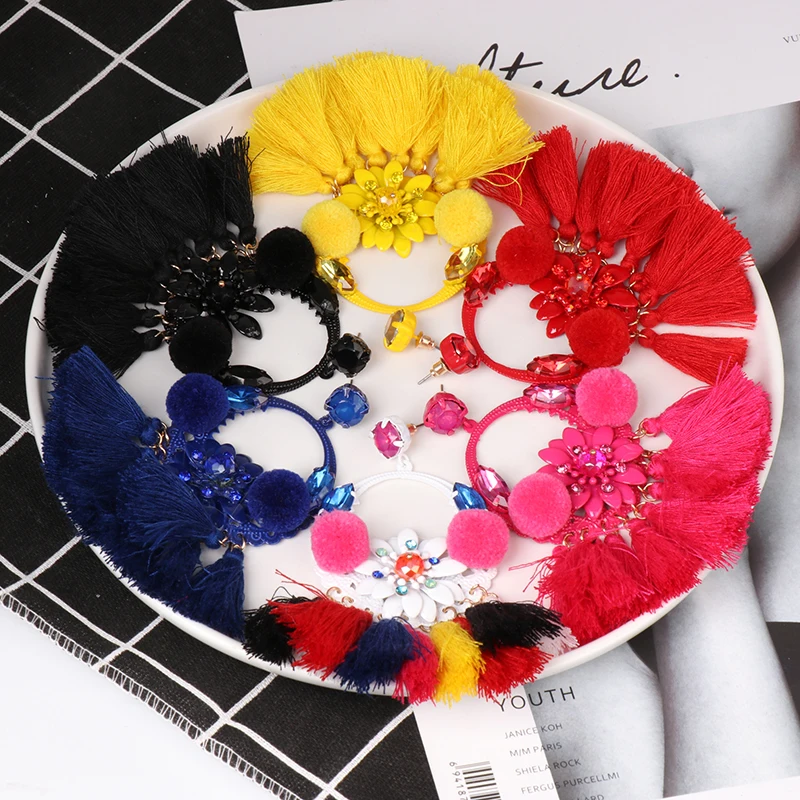 Red/Yellow/Black Tassel Long Dangle Earrings Womens Blue/Pink Fringe Boho Large Party Earrings Oorbellen Ear Hanger Wholesale
Red/Yellow/Black Tassel Long Dangle Earrings Womens Blue/Pink Fringe Boho Large Party Earrings Oorbellen Ear Hanger Wholesale