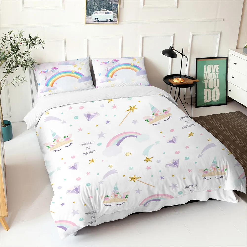 Queen Size Comforter Bed Sheets Cute Cartoon Unicorn 3d Printed Duvet Cover Set Home Textiles with Pillowcases Bedspreads
Queen Size Comforter Bed Sheets Cute Cartoon Unicorn 3d Printed Duvet Cover Set Home Textiles with Pillowcases Bedspreads
