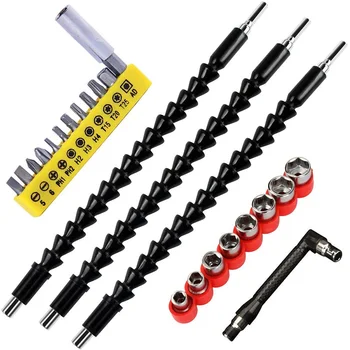 Flexible Drill Bit Extension 1/4 Inch netic Hex Soft Shaft with 12Pcs Drill Bit Sets 8PCS Nut Driver Drill Bit Set
Flexible Drill Bit Extension 1/4 Inch netic Hex Soft Shaft with 12Pcs Drill Bit Sets 8PCS Nut Driver Drill Bit Set